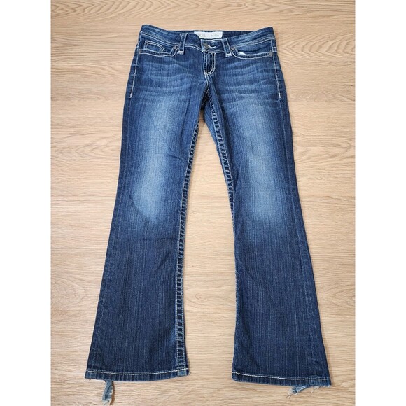 BKE Payton Jeans Womens 30 Stretch Blue Denim Pants 34x30 Distressed Flared - Picture 1 of 13